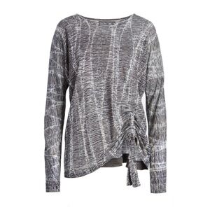 - Nic + Zoe Black Grey Dolman Sleeve Sweater Linen Rayon Adjustable Hem
